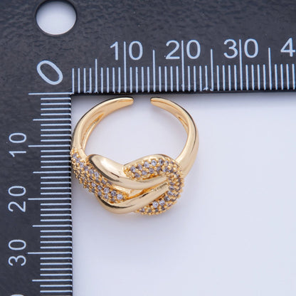 18K Gold Filled Micro Paved CZ Knot Band Ring | O1924