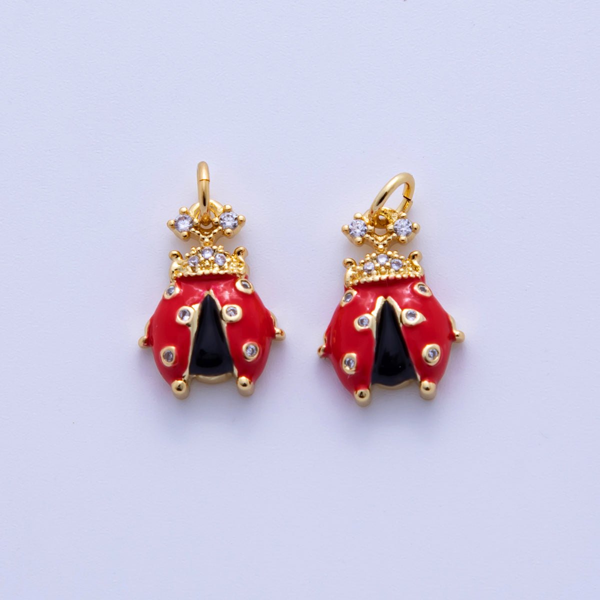 18K Gold Filled Micro Paved CZ Lady Bug Insect Animal Charm | AF310