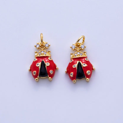 18K Gold Filled Micro Paved CZ Lady Bug Insect Animal Charm | AF310