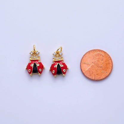 18K Gold Filled Micro Paved CZ Lady Bug Insect Animal Charm | AF310
