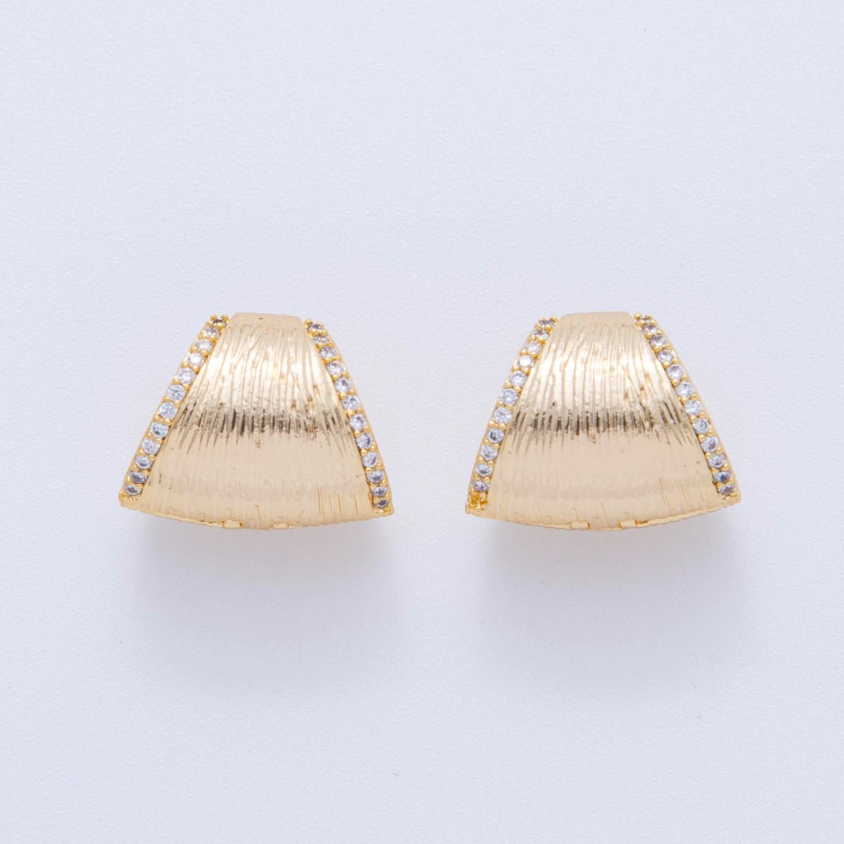 18K Gold Filled Micro Paved CZ Line-Textured Cartilage C-Shaped Hoop Earrings | AI363