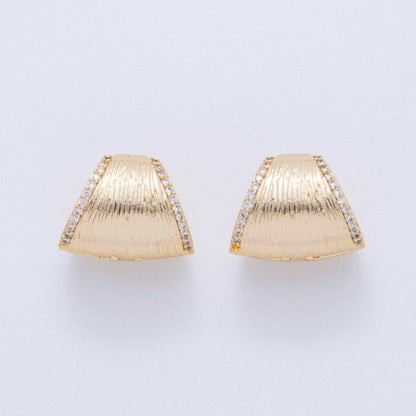 18K Gold Filled Micro Paved CZ Line-Textured Cartilage C-Shaped Hoop Earrings | AI363