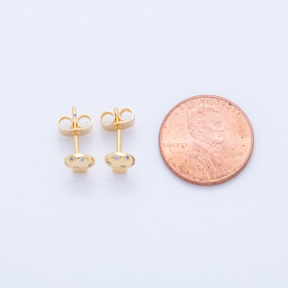 18K Gold Filled Micro Paved CZ Mini Mushroom Stud Earrings | AI381