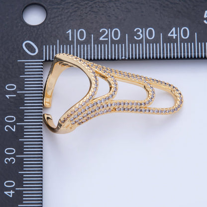 18K Gold Filled Micro Paved CZ Multiple Curve Drip Band Ring | O1722
