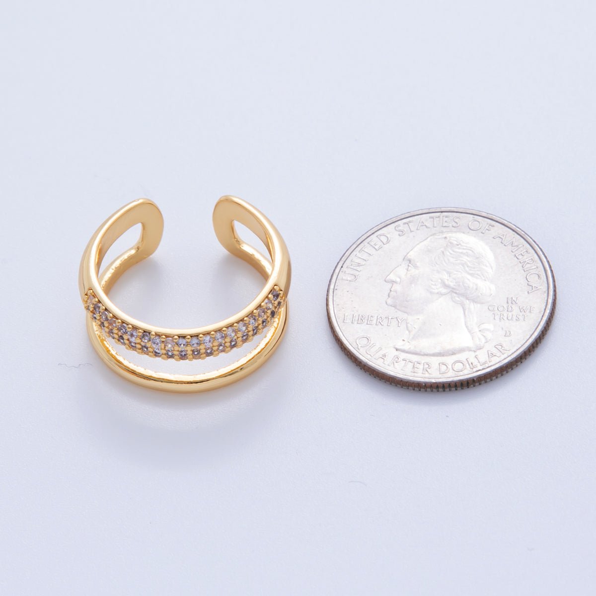 18K Gold Filled Micro Paved Double Band Ring | O2021