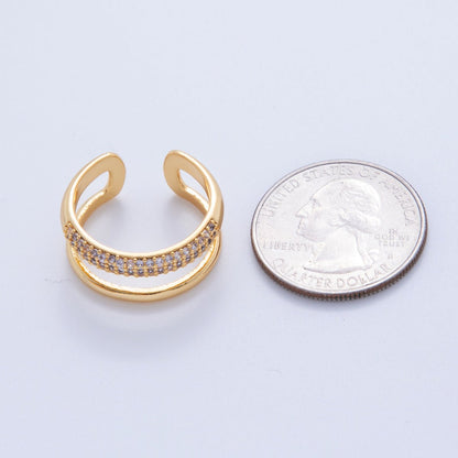18K Gold Filled Micro Paved Double Band Ring | O2021