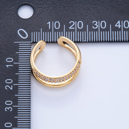 18K Gold Filled Micro Paved Double Band Ring | O2021
