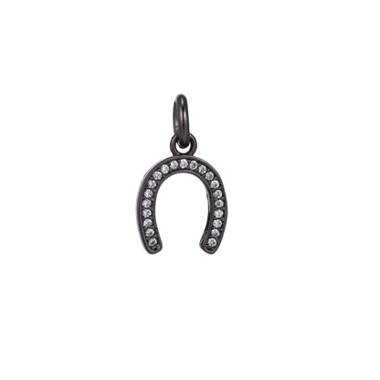 18K Gold Filled Micro Paved Lucky Horseshoe Charm in Gold, Silver, Rose Gold, Black | C-447