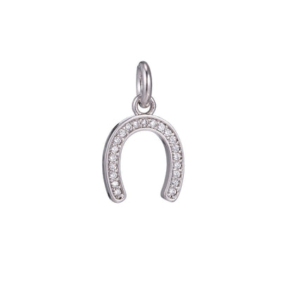 18K Gold Filled Micro Paved Lucky Horseshoe Charm in Gold, Silver, Rose Gold, Black | C-447