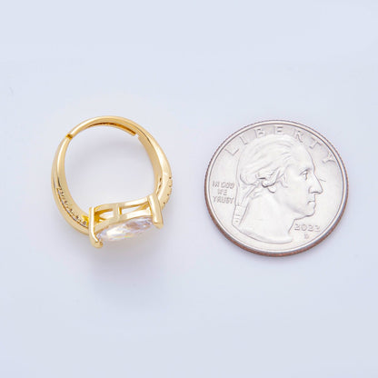 18K Gold Filled Clear CZ Marquise Micro Paved Double Band Wave Adjustable Ring | O2254