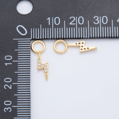 18K Gold Filled Micro Paved Thunder Lightning Bolt Add-On Drop Earring Charm | AF747