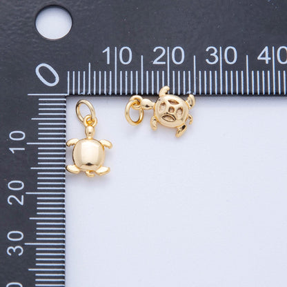 18K Gold Filled Mini Minimalist Turtle Tortoise 3D Multidimensional Charm | N313