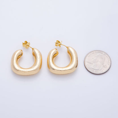 18K Gold Filled Mini Sculpture C-Shaped Hoop Earrings | AD1589