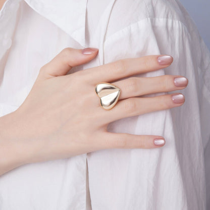 18K Gold Filled Minimalist Heart Solitaire Statement Ring | O626