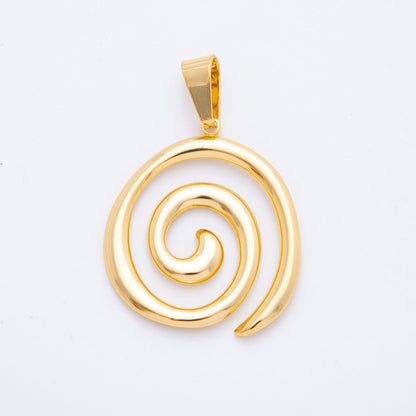 18K Gold Filled Minimalist Loop Spiral Pendant | AF1119