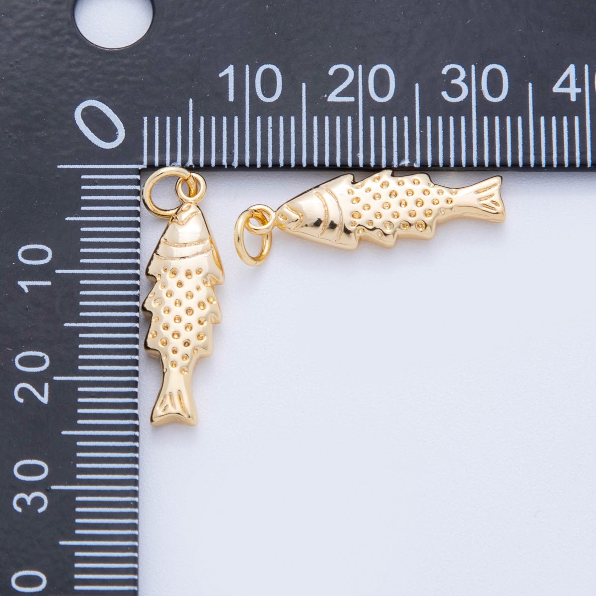 18K Gold Filled Minimalist Scaled Fish 3D Multidimensional Charm | E711