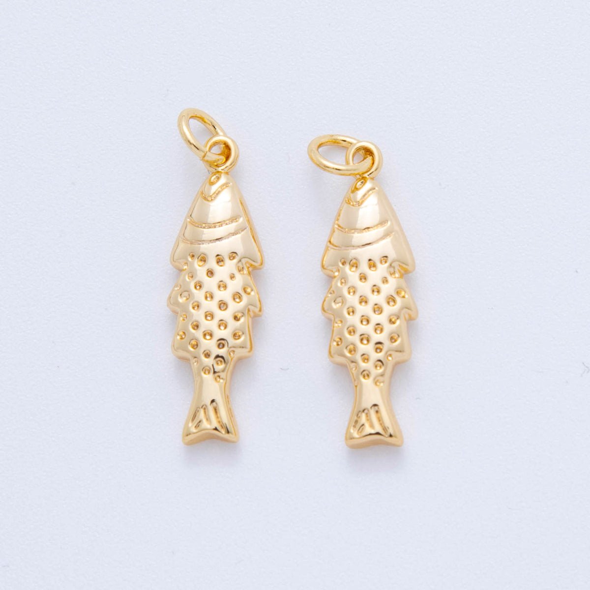 18K Gold Filled Minimalist Scaled Fish 3D Multidimensional Charm | E711
