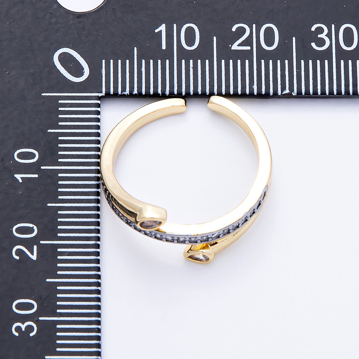 18K Gold Filled Mixed Metal Micro Paved CZ Triple Band Ring | Rings-00038