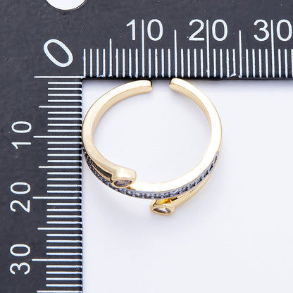 18K Gold Filled Mixed Metal Micro Paved CZ Triple Band Ring | Rings-00038