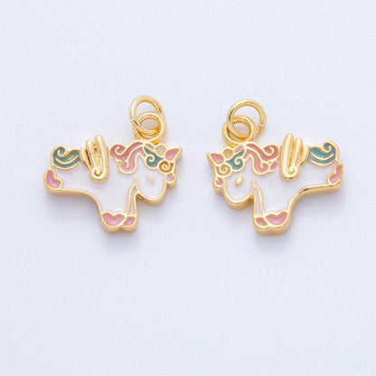 18K Gold Filled Multicolor Enamel Pegasus Horse Charm | AF381