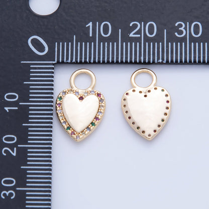 18K Gold Filled Multicolor Micro Paved CZ Heart Drop Earring Charm | AF349