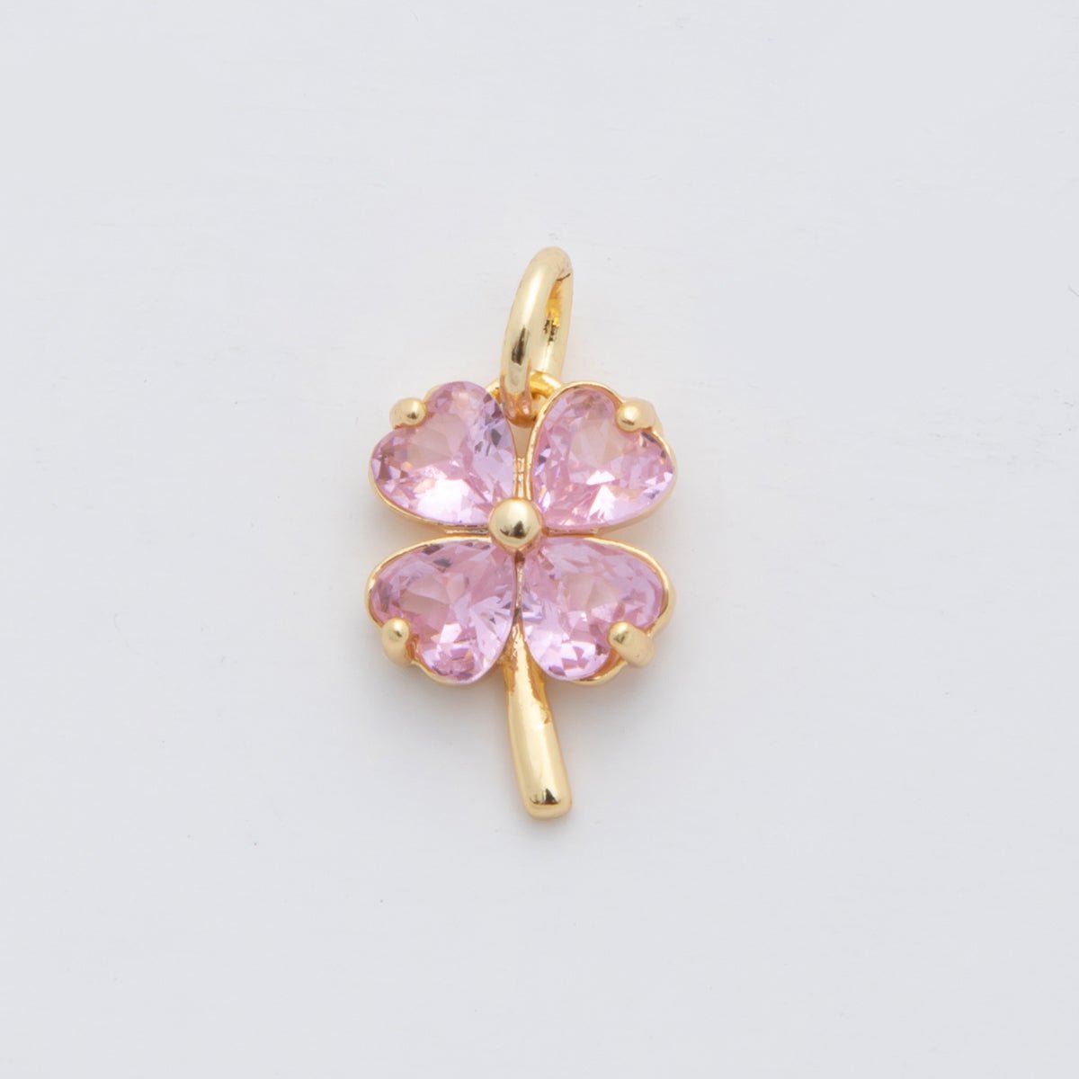 18K Gold Filled Multicolor, Pink, Blue, Green, Fuchsia CZ Clover Charm | X332 - X477
