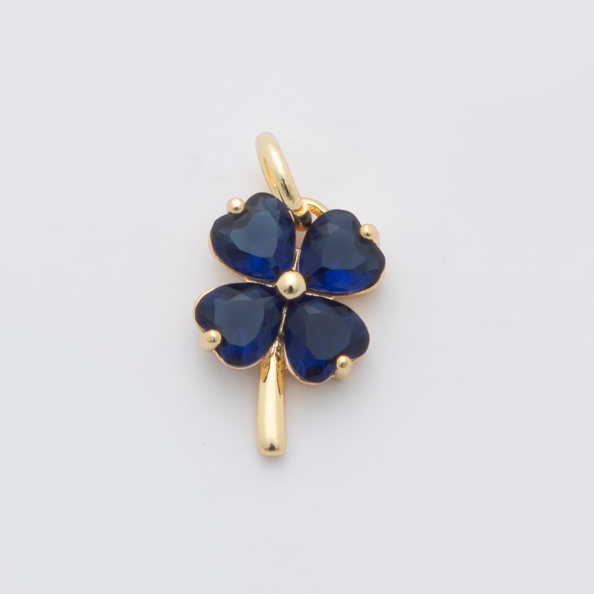 18K Gold Filled Multicolor, Pink, Blue, Green, Fuchsia CZ Clover Charm | X332 - X477