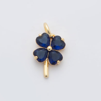 18K Gold Filled Multicolor, Pink, Blue, Green, Fuchsia CZ Clover Charm | X332 - X477
