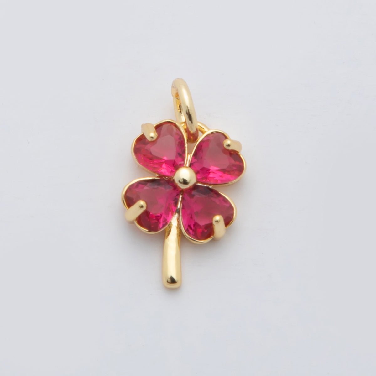 18K Gold Filled Multicolor, Pink, Blue, Green, Fuchsia CZ Clover Charm | X332 - X477