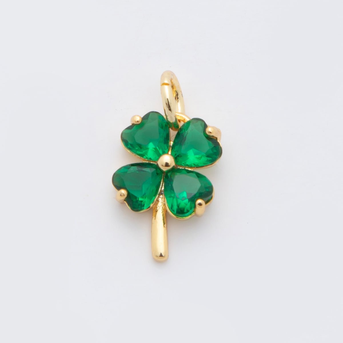 18K Gold Filled Multicolor, Pink, Blue, Green, Fuchsia CZ Clover Charm | X332 - X477