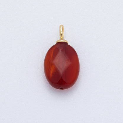 18K Gold Filled 20mm Multifaceted Gemstone Oval Drop Pendant | AF797 -AF800