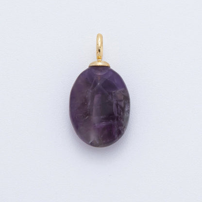 18K Gold Filled 20mm Multifaceted Gemstone Oval Drop Pendant | AF797 -AF800
