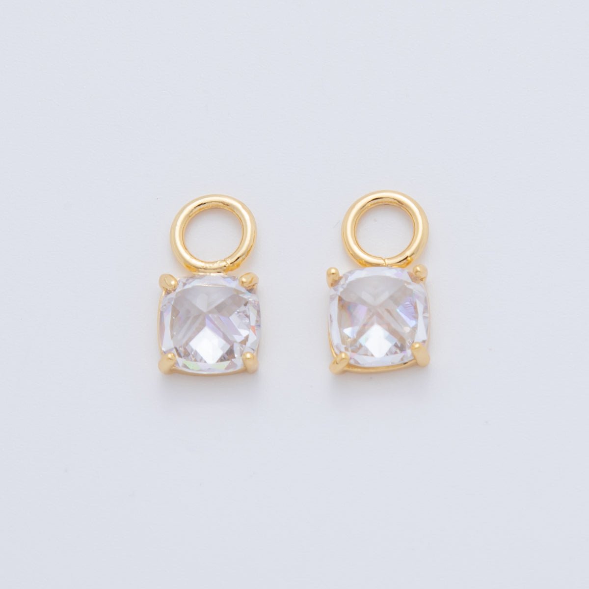 18K Gold Filled Multifaceted Round CZ Add-On Drop Earring Charm | AF740