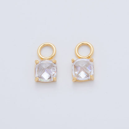 18K Gold Filled Multifaceted Round CZ Add-On Drop Earring Charm | AF740