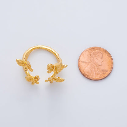 18K Gold Filled Multiple Butterfly Molten Hammered Wrap Ring | O621