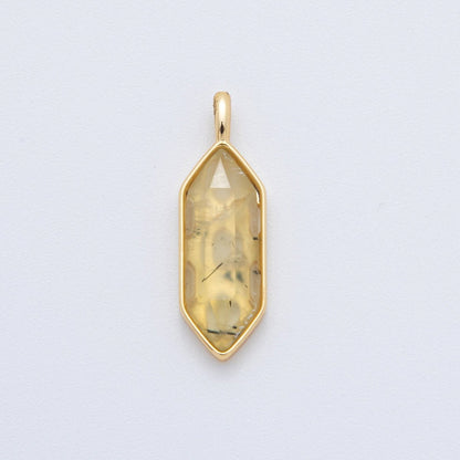 18K Gold Filled Natural Gemstone Hexagon Pendant | AF298 - AF307