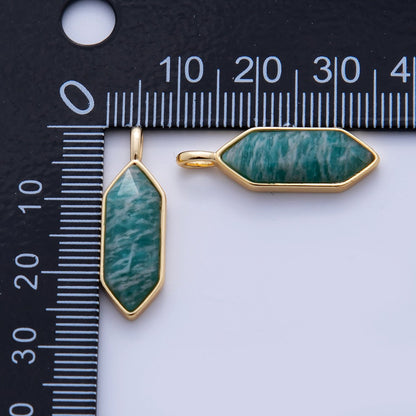 18K Gold Filled Natural Gemstone Hexagon Pendant | AF298 - AF307