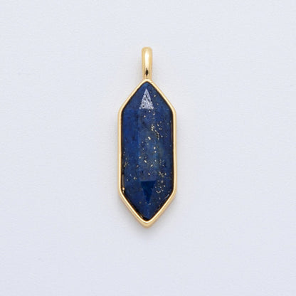18K Gold Filled Natural Gemstone Hexagon Pendant | AF298 - AF307