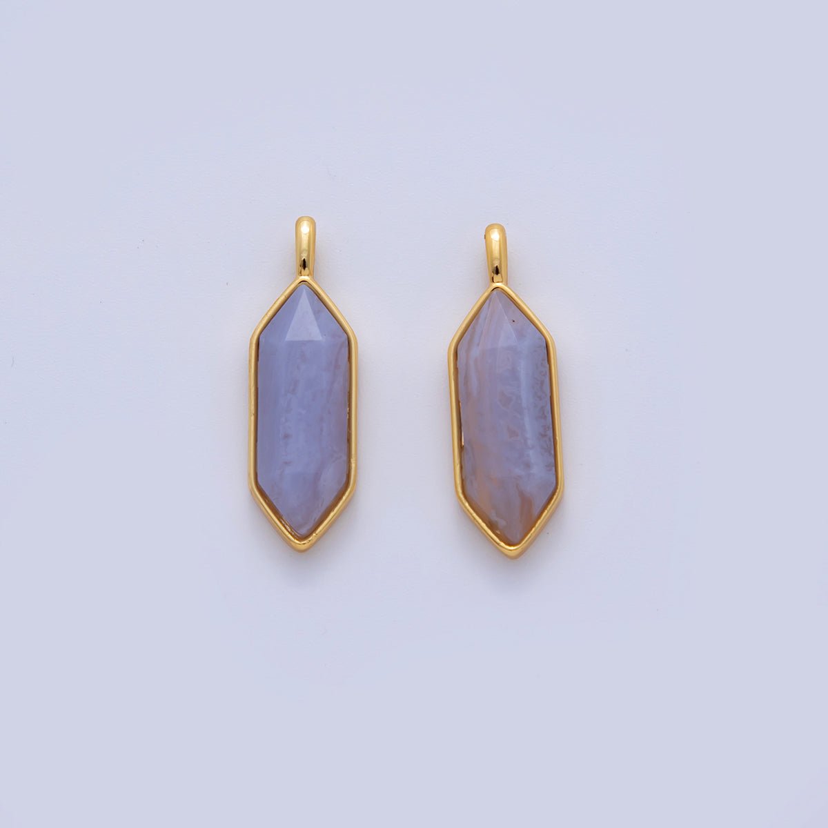 18K Gold Filled Natural Gemstone Hexagon Pendant | AF298 - AF307