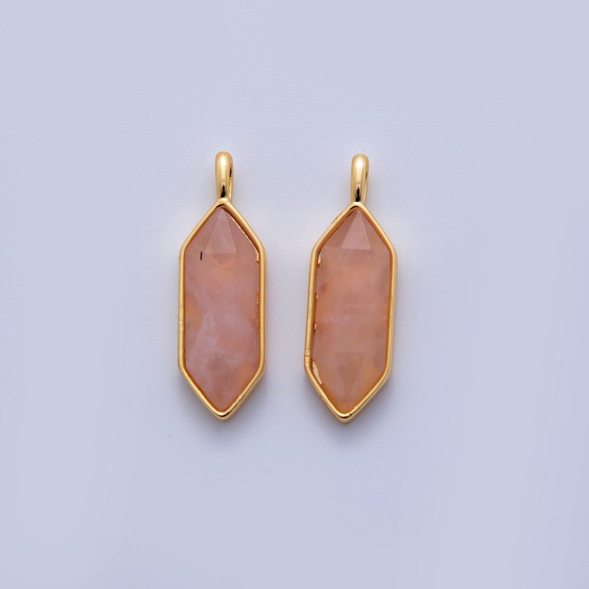 18K Gold Filled Natural Gemstone Hexagon Pendant | AF298 - AF307