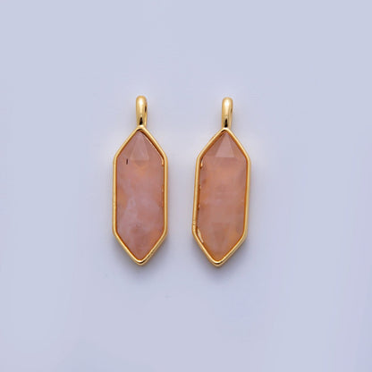 18K Gold Filled Natural Gemstone Hexagon Pendant | AF298 - AF307