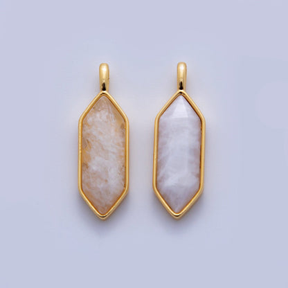 18K Gold Filled Natural Gemstone Hexagon Pendant | AF298 - AF307