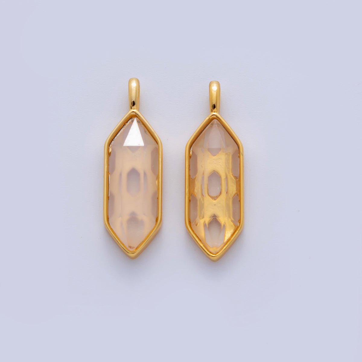18K Gold Filled Natural Gemstone Hexagon Pendant | AF298 - AF307