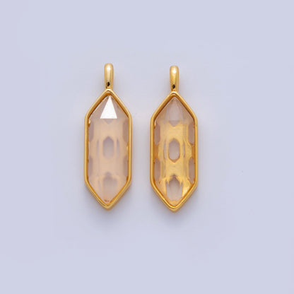 18K Gold Filled Natural Gemstone Hexagon Pendant | AF298 - AF307