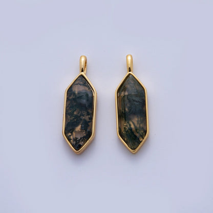 18K Gold Filled Natural Gemstone Hexagon Pendant | AF298 - AF307