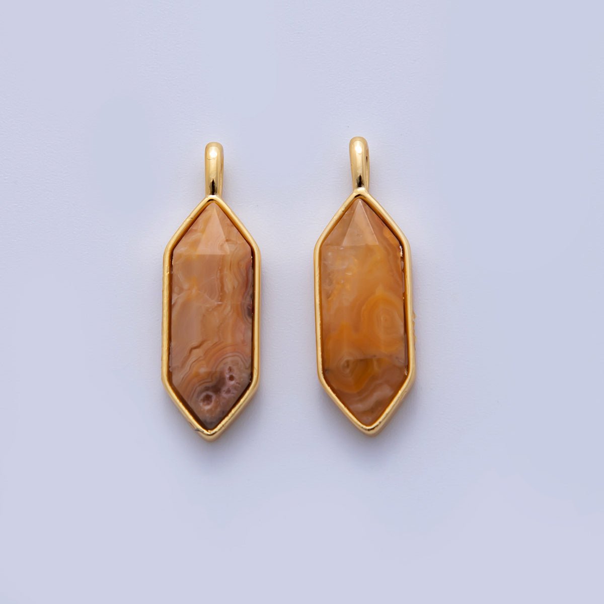 18K Gold Filled Natural Gemstone Hexagon Pendant | AF298 - AF307