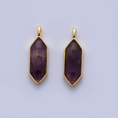 18K Gold Filled Natural Gemstone Hexagon Pendant | AF298 - AF307