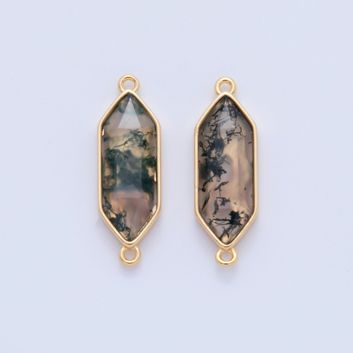 18K Gold Filled Natural Gemstone Hexagon Pendant | Y035 - Y044