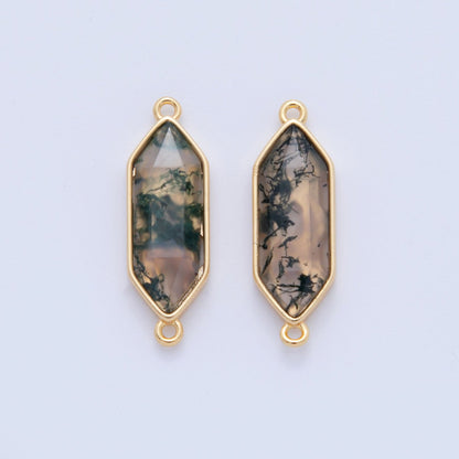 18K Gold Filled Natural Gemstone Hexagon Pendant | Y035 - Y044