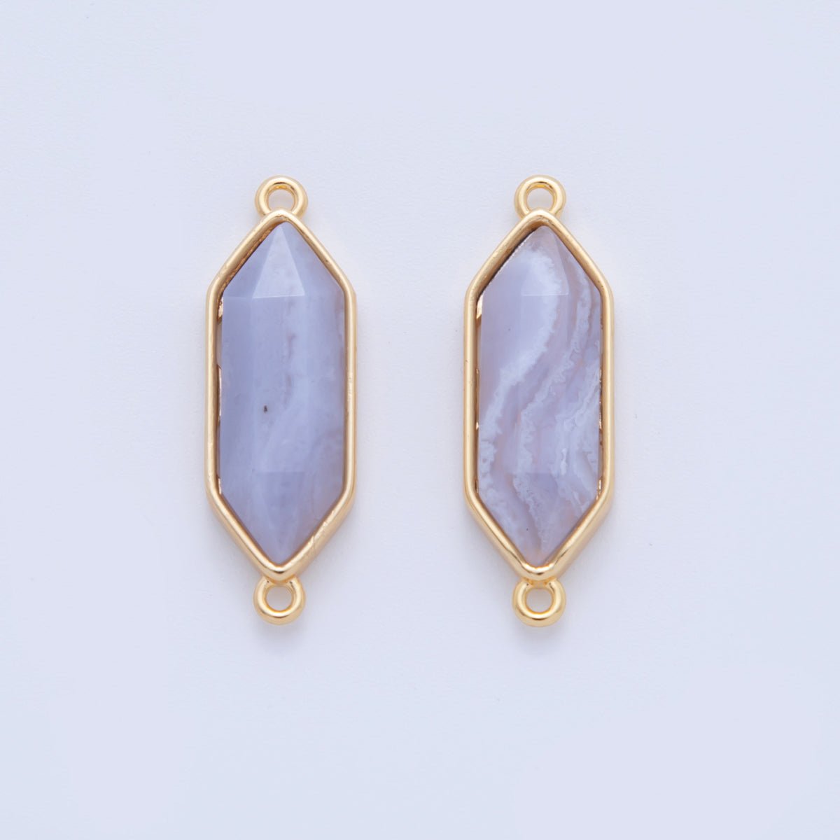 18K Gold Filled Natural Gemstone Hexagon Pendant | Y035 - Y044